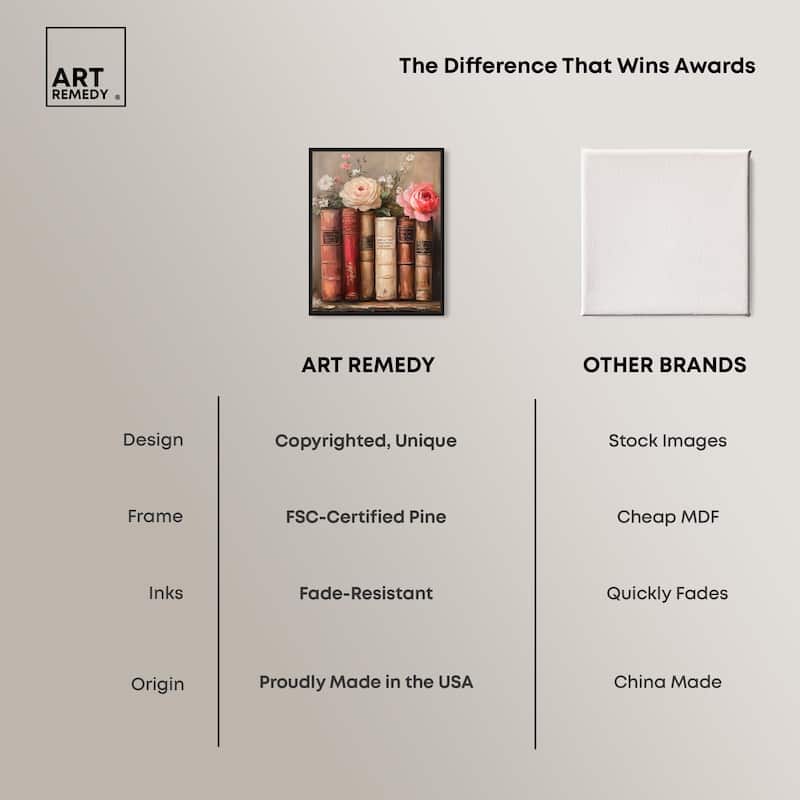 Bookshelf Bouquet III Canvas by Art Remedy