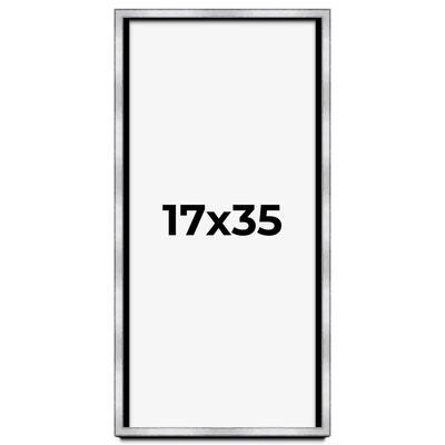 17x35 Shadow Box Frame Silver | 1.375 Inches Deep Real Wood