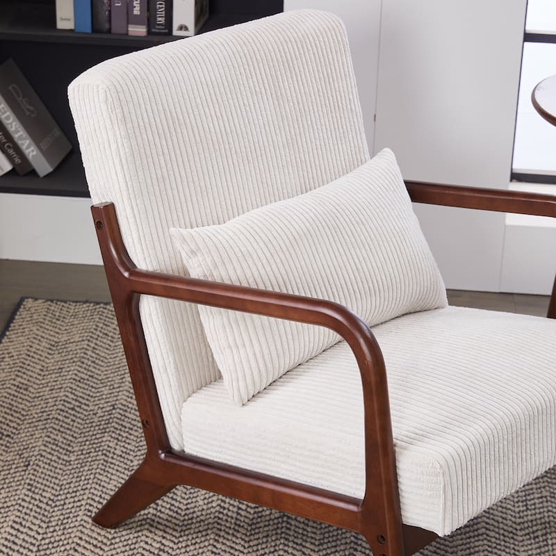 Mid-Century Modern Accent Chair, Arm Chair Living Room Chairs with Pillow Upholstered Reading Chair