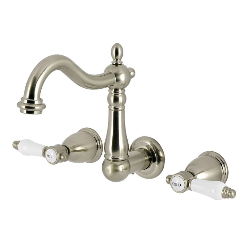 Kingston Brass Bel-Air Double-Handle Wall Mount Bathroom Faucet - Brushed Nickel