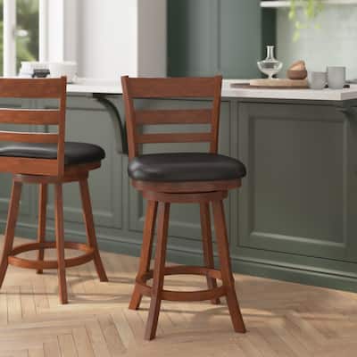 Upholstered Commercial Wooden Swivel Counter Stool
