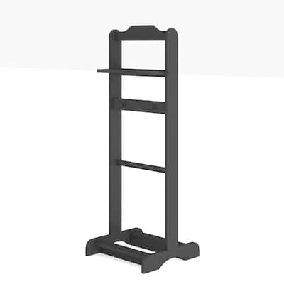 Accent Portable Garment Rack with Clothes Valet Stand and Storage Organizer - Black Finish