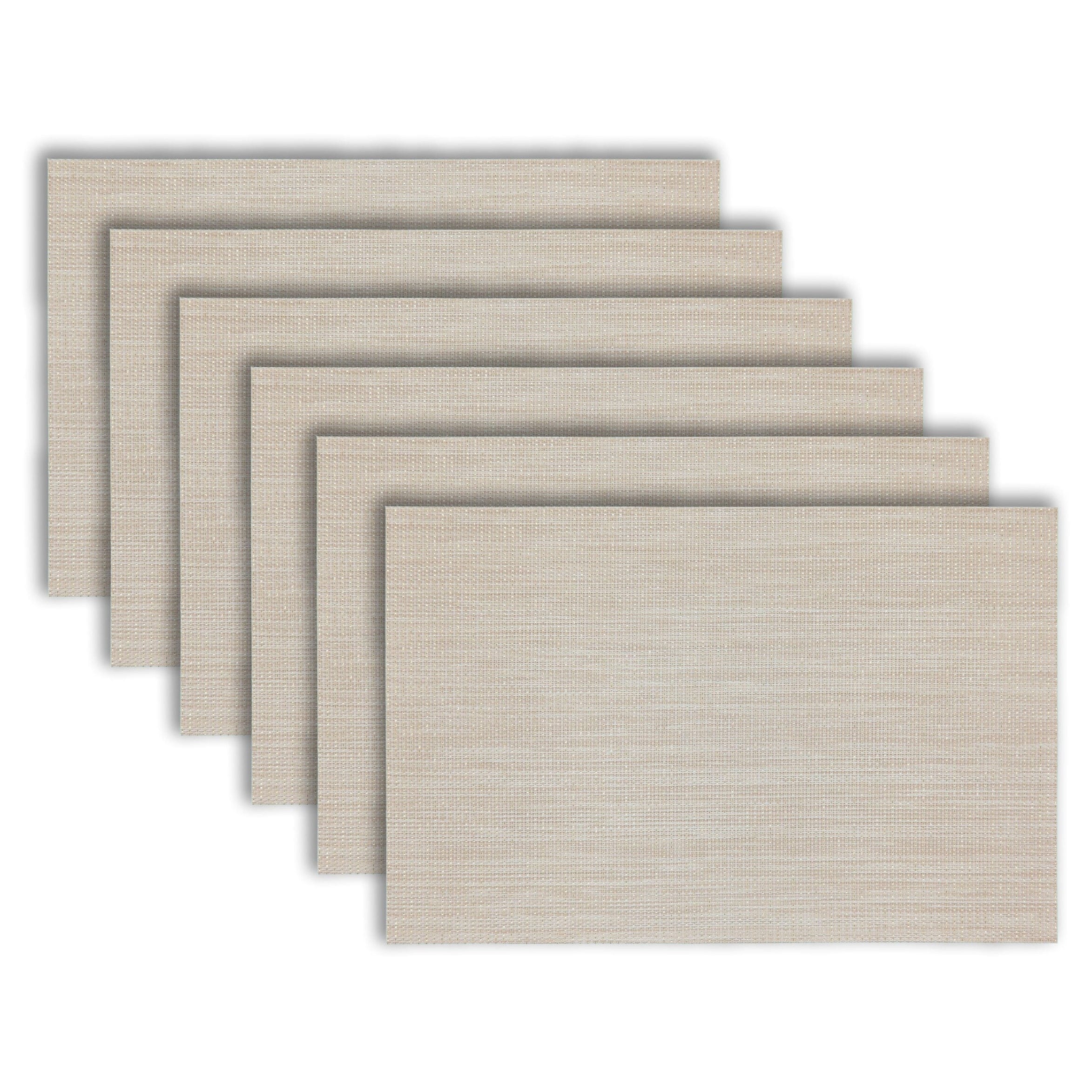 Dainty Home Natural Shimmer Woven Vinyl Reversible Placemat Set Of 6 - 12" x 18"