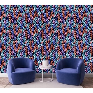 Dark Wallpaper with Multicolored Leaves Peel and Stick and Prepasted ...