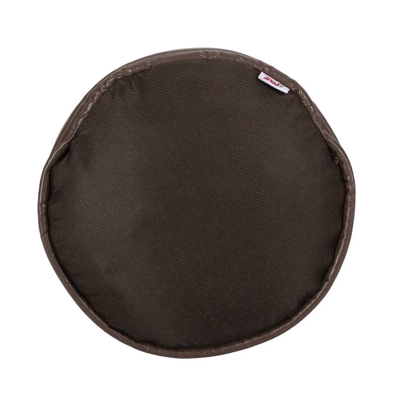 Baddow Contemporary Faux Leather Channel Stitch Pouf by Christopher Knight Home