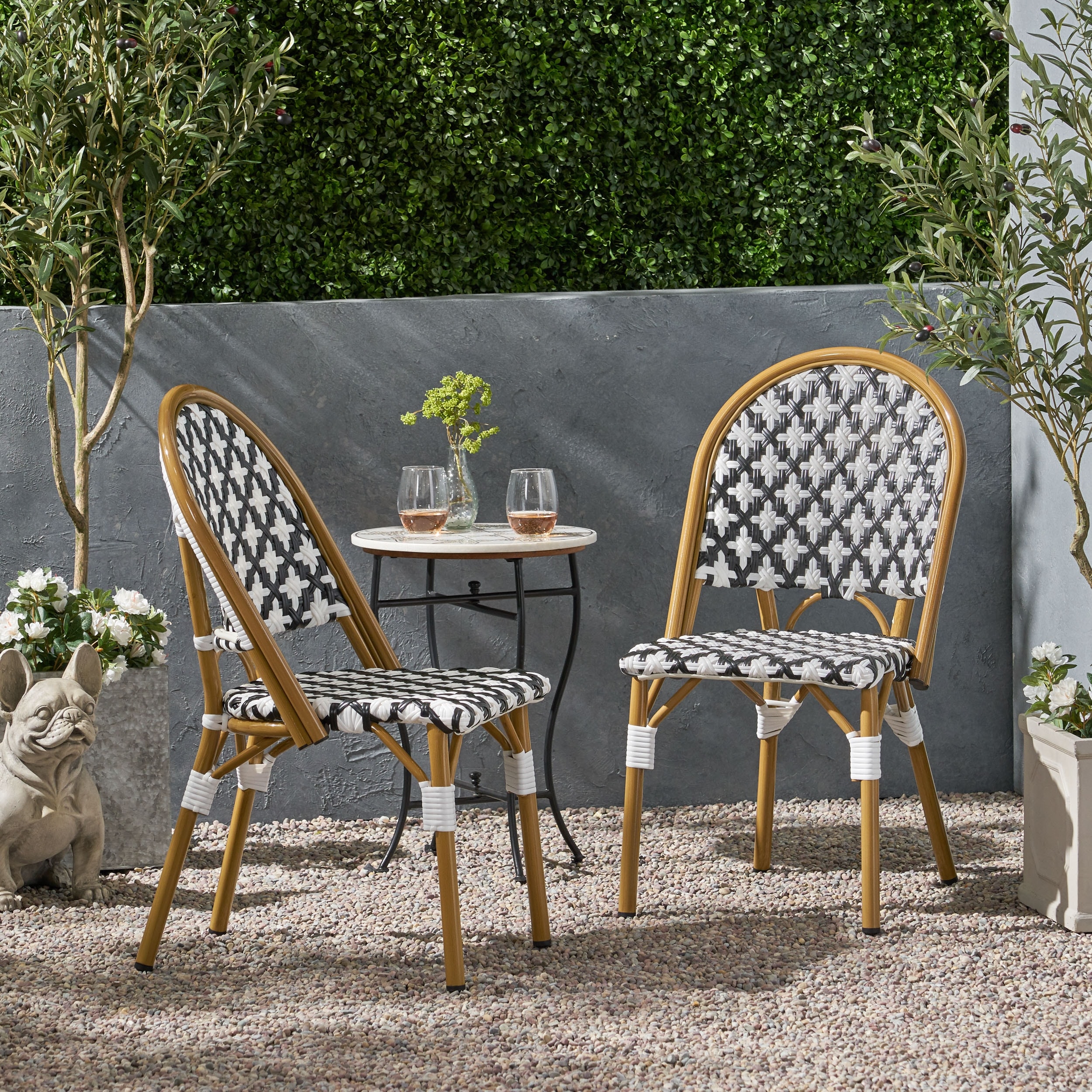 Remi Faux Bamboo/ Faux Rattan Outdoor French Bistro Chairs (Set of 4