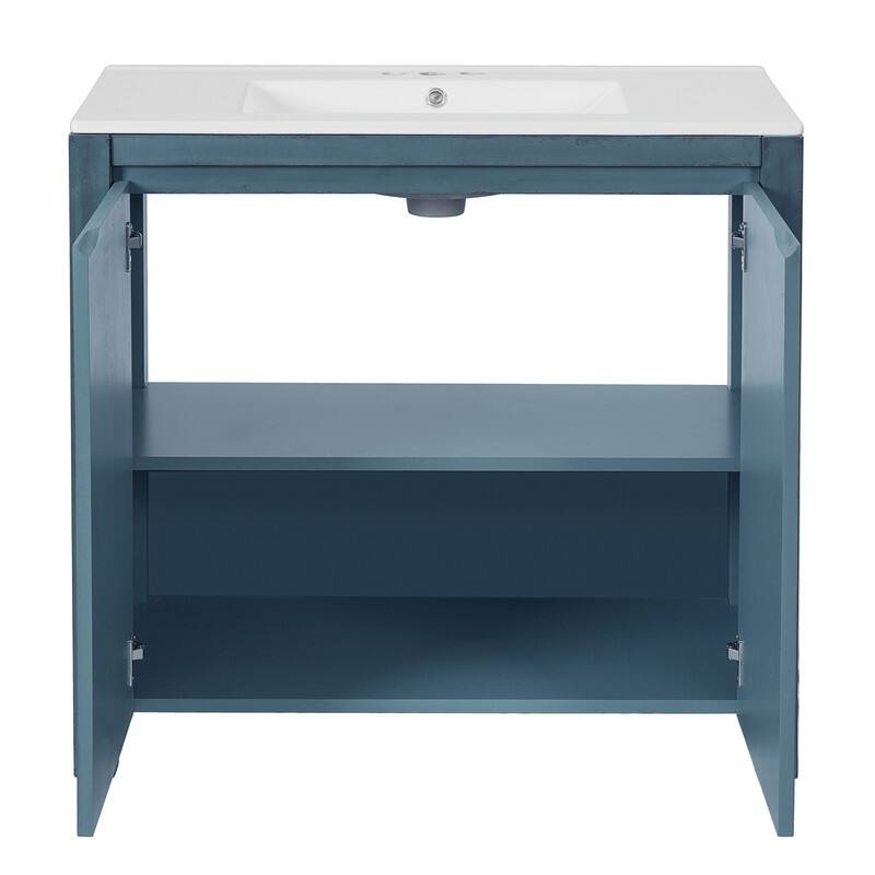 Retro Style 36" Bathroom Vanity with Sink Set, Freestanding Soft-Close Bathroom Storage Cabinet with Adjustable Shelf