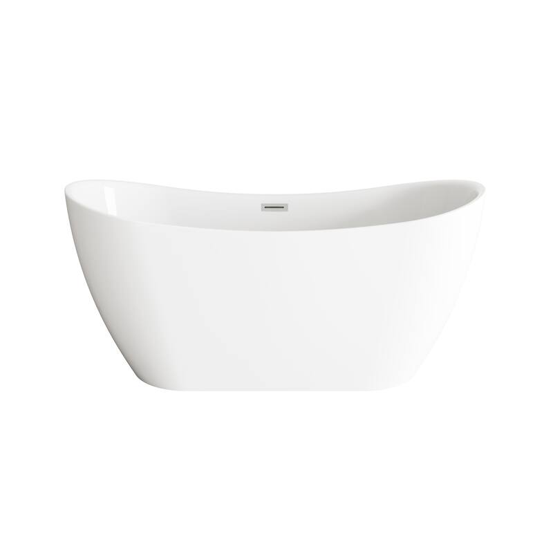 Morris Bathtub in Glossy White - Glossy White with Brushed Nickel Trim - 59"