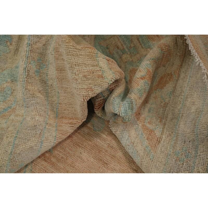 Hand Knotted Transitional Wool Orange Floral Area Rug - 15' 0'' X 12' 3''