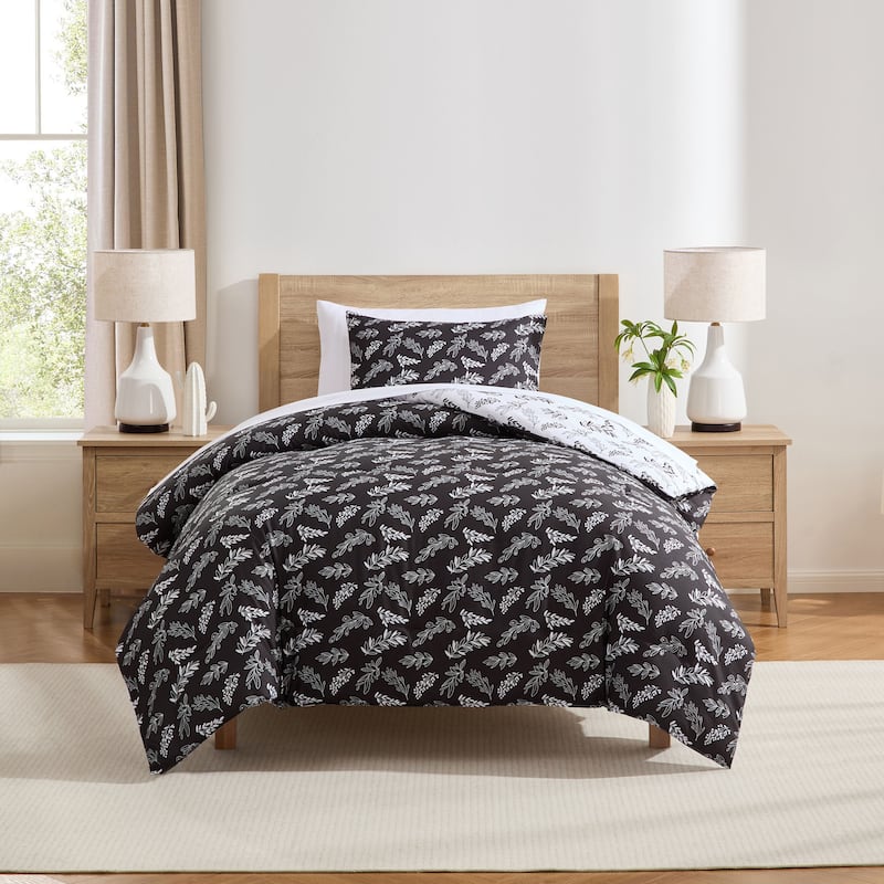 Empyrean 7 Pc Botanical Comforter Set with Sheets, Soft Breathable Lightweight Bedding Bag