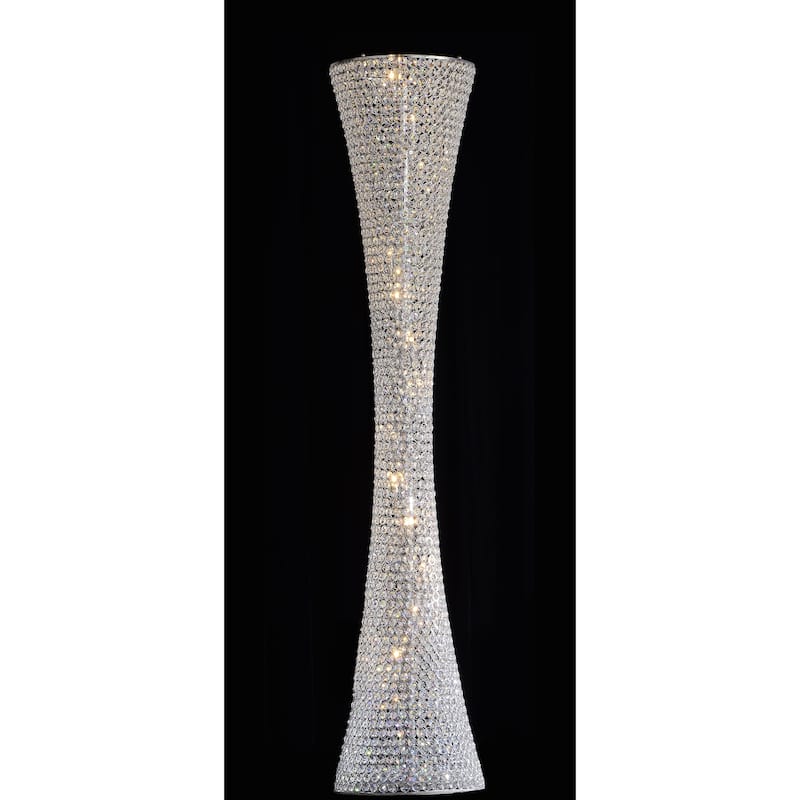 15-Light Clear Crystal Beaded Frame Floor Lamp with Chrome Hardware