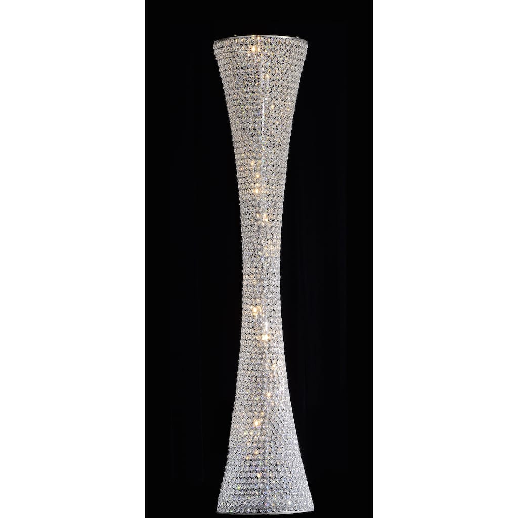 15-Light Clear Crystal Beaded Frame Floor Lamp with Chrome Hardware