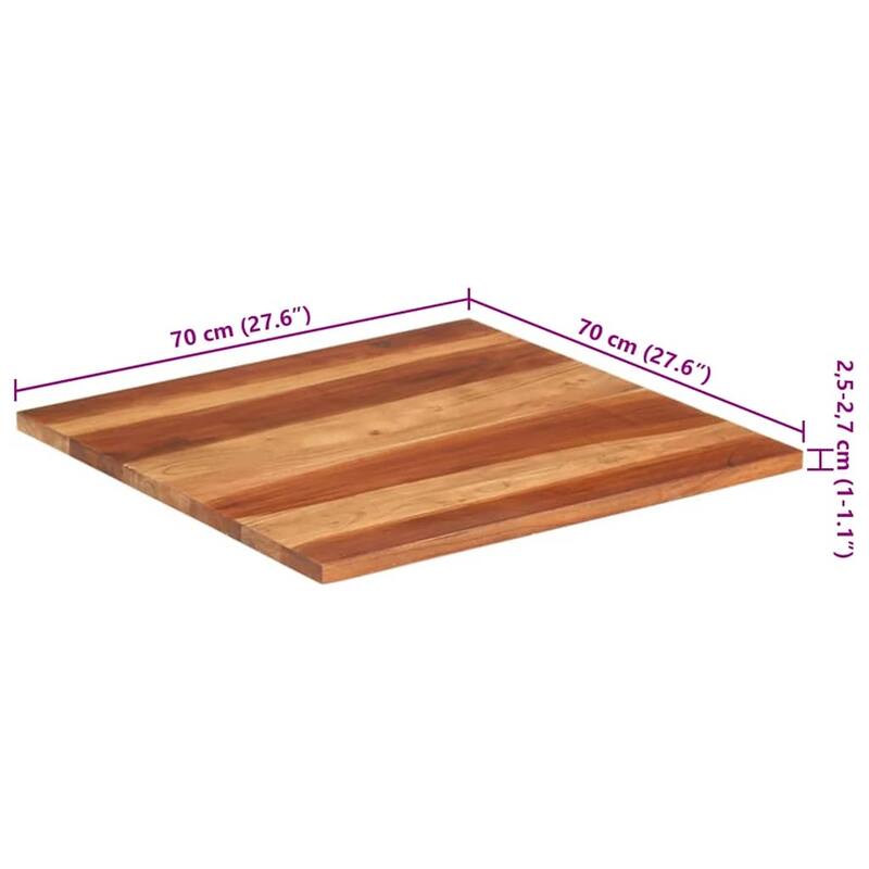 vidaXL Table Top Replacement Board Dining Room Tabletop Solid Wood Acacia - 27.6 x 27.6 x 1.1 in