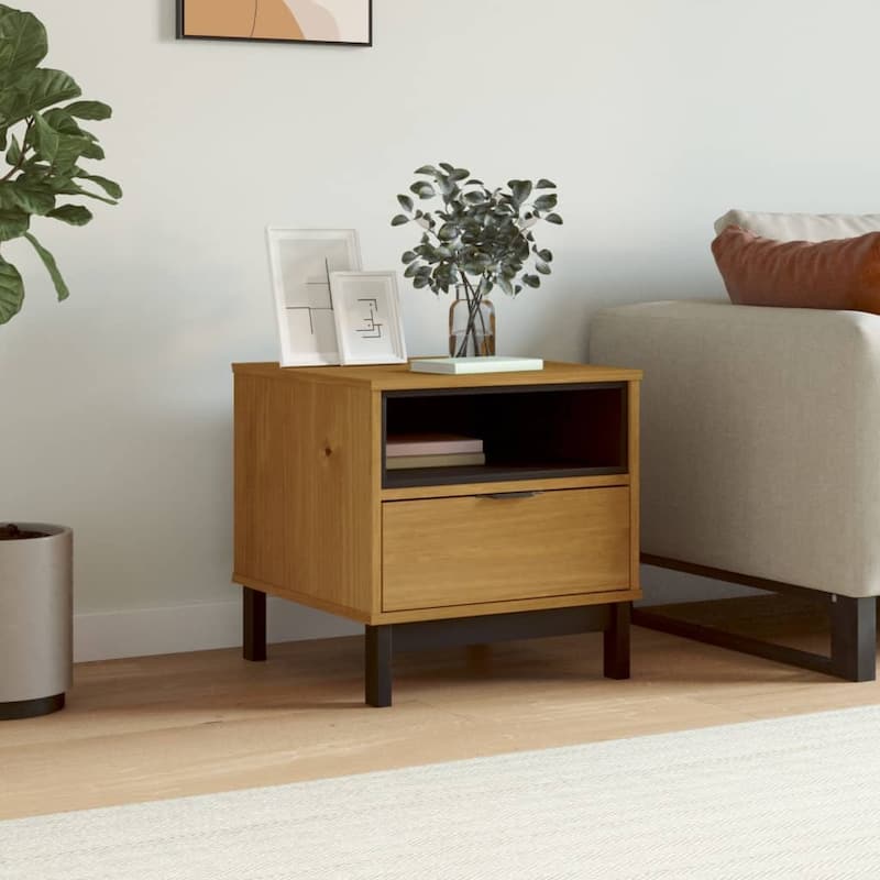 vidaXL Side Table FLAM 19.7"x19.7"x19.7" Solid Wood Pine - 19.7" x 19.7" x 19.7"