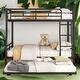preview thumbnail 1 of 46, 2 In 1 Full XL Over Queen Metal Bunk Bed With Trundle,Save Space Black