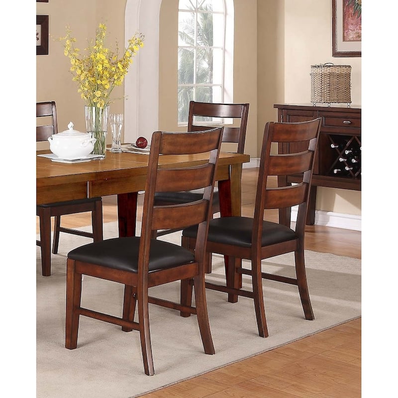 Ladder Back Dining Chairs Upholstered Seat Walnut Finish