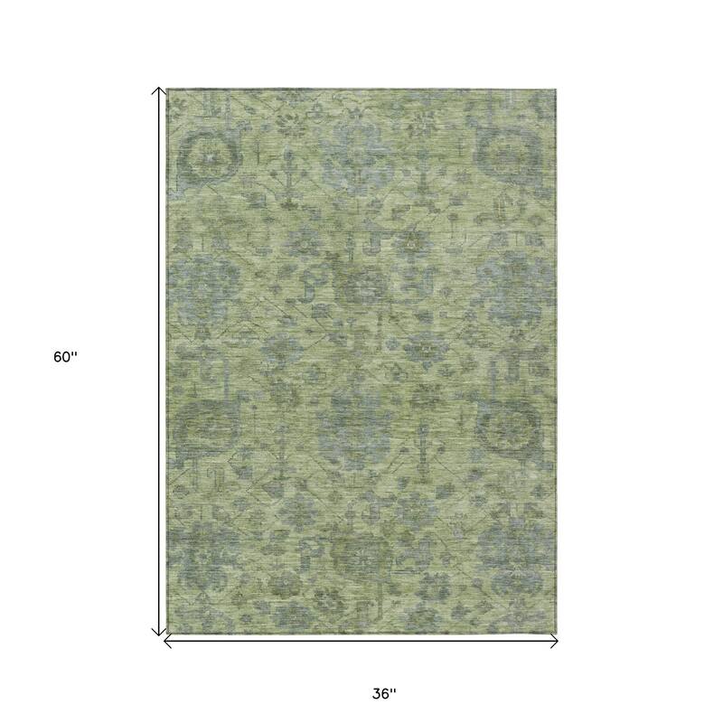 HomeRoots Damask Traditional Rectangle Outdoor Rug