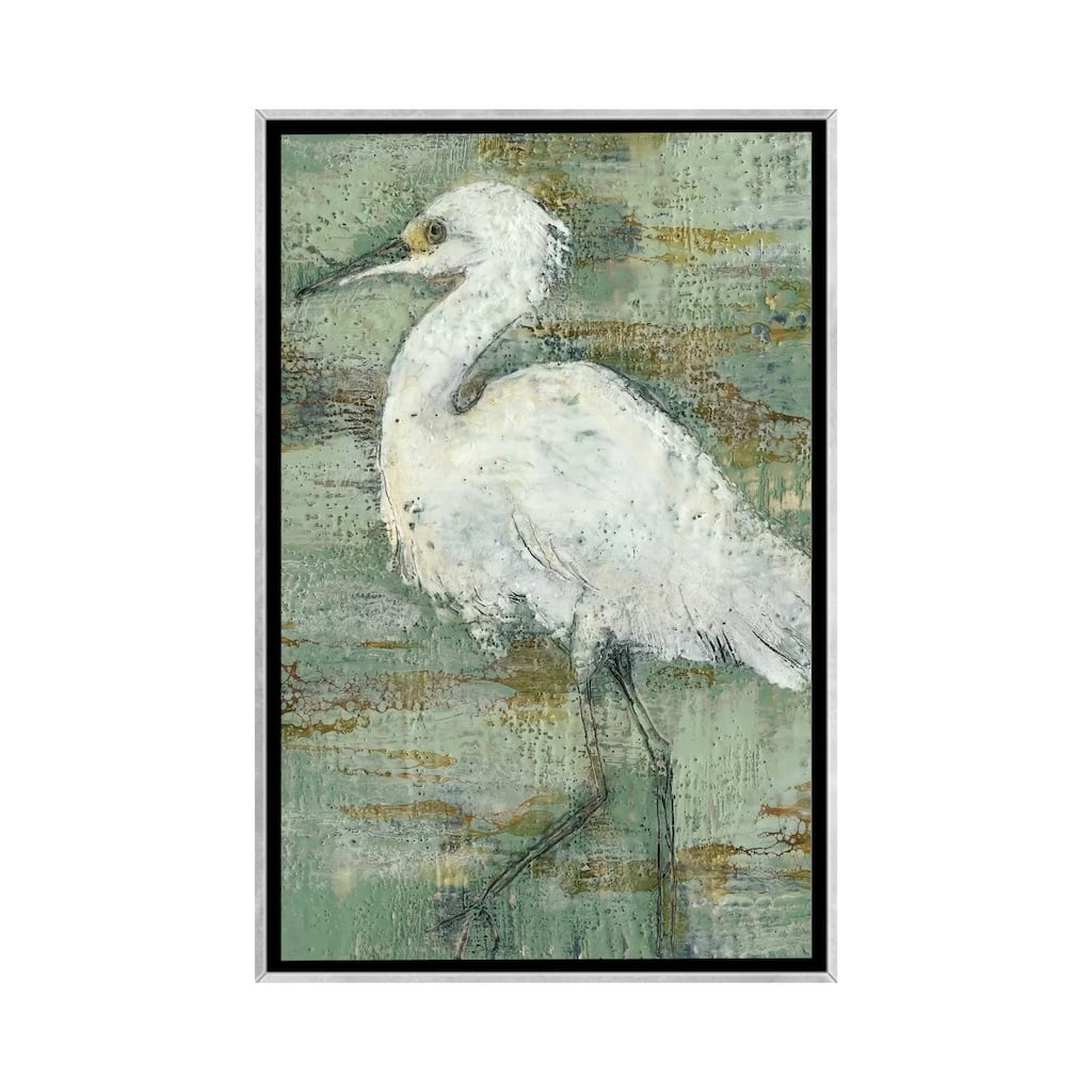 iCanvas "Textured Heron I" by Jennifer Goldberger Framed