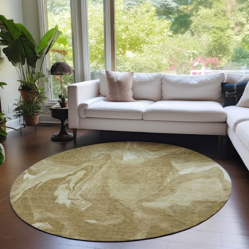 Machine Washable Indoor/ Outdoor Chantille Abstract Motion Rug