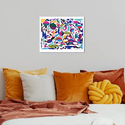 Wynwood Studio Canvas Abstract Manuel Roman - Laberinto White and Dark Blue Modern & Contemporary Wall Art Canvas Print