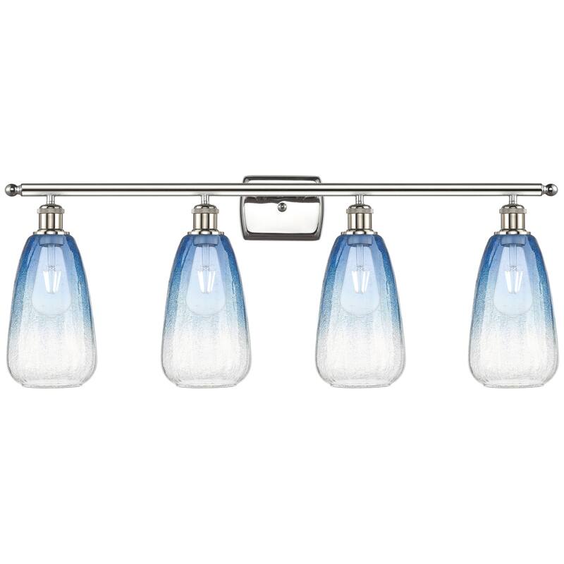 Innovations Lighting Endless Possibilities Ballston - Brookhaven Almond - 4 Light 36" Bath Vanity Light - Polished Nickel/Sapphire Blue