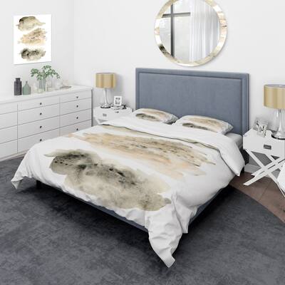 Designart 'Grey and Golden Beige Clouds I' Modern Duvet Cover Set