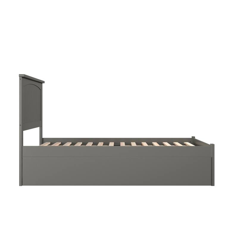 Nantucket King Solid Wood Platform Bed with Footboard & Twin XL Trundle in Grey
