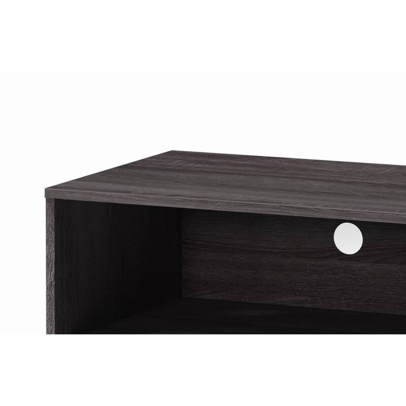 Amidon TV Stand for TVs up to 63", with 2 Storage Shelves& 1 Cabinet - Dark Gray+White