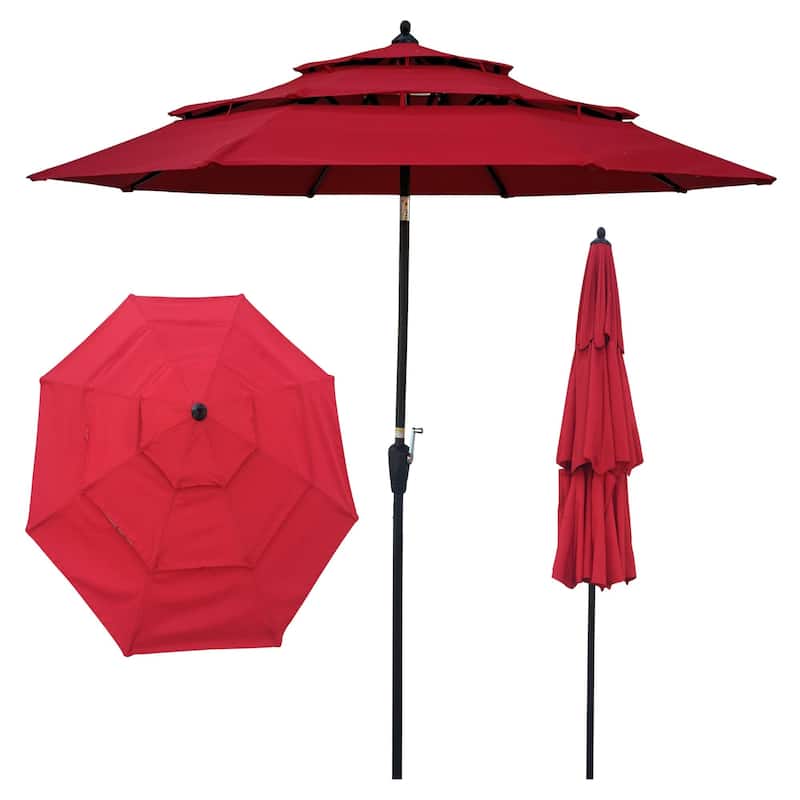 Clihome 9Ft 3-Tiers Outdoor Patio Umbrella