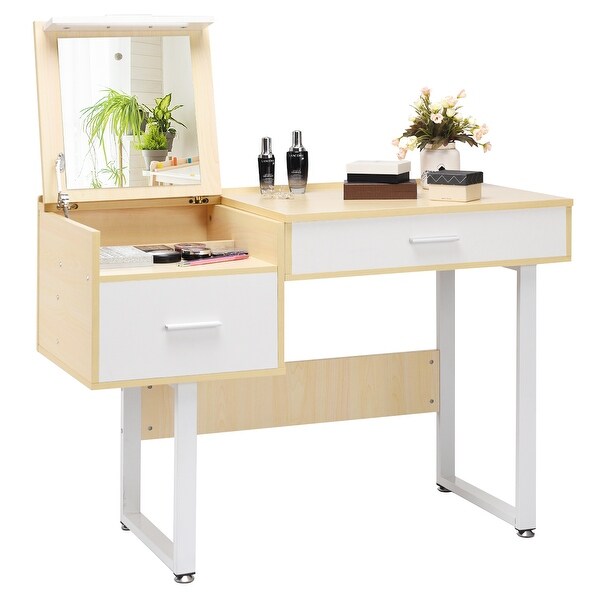 Shop Costway Vanity Table with Flip Top Square Mirror ...