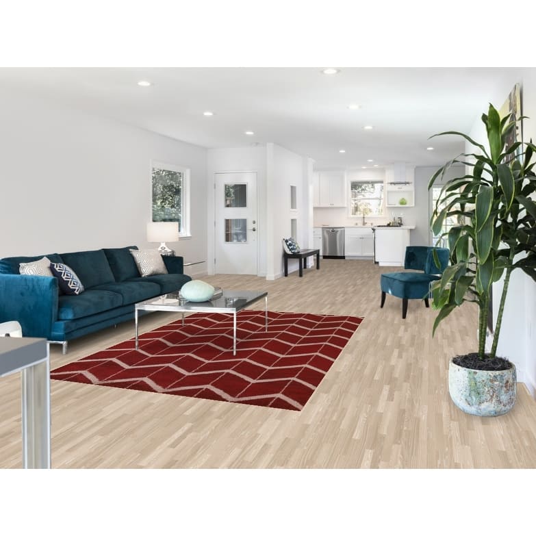 Hand Knotted Oriental 100% Wool Carpet Modern All-Over Red Gabbeh Area Rug - 7' 11'' X 5' 4''