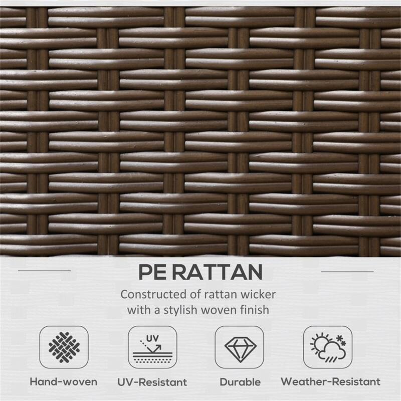 Brown Rattan Outdoor Loveseat Sofa for 2 Seaters with Cushions and Throw Pillows - 1 Piece