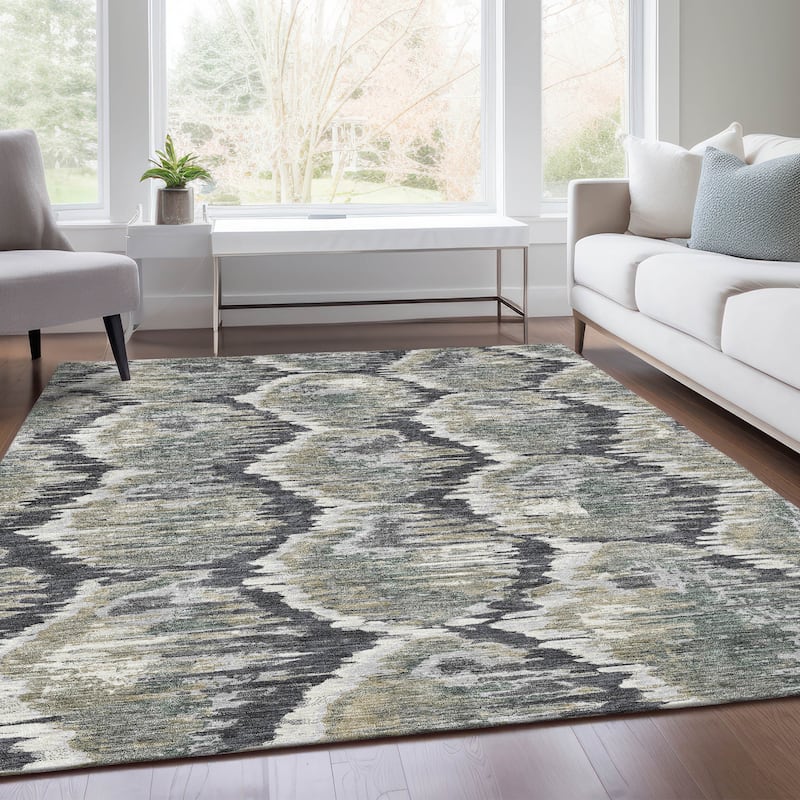 Machine Washable Indoor/ Outdoor Chantille Contemporary Abstract Rug