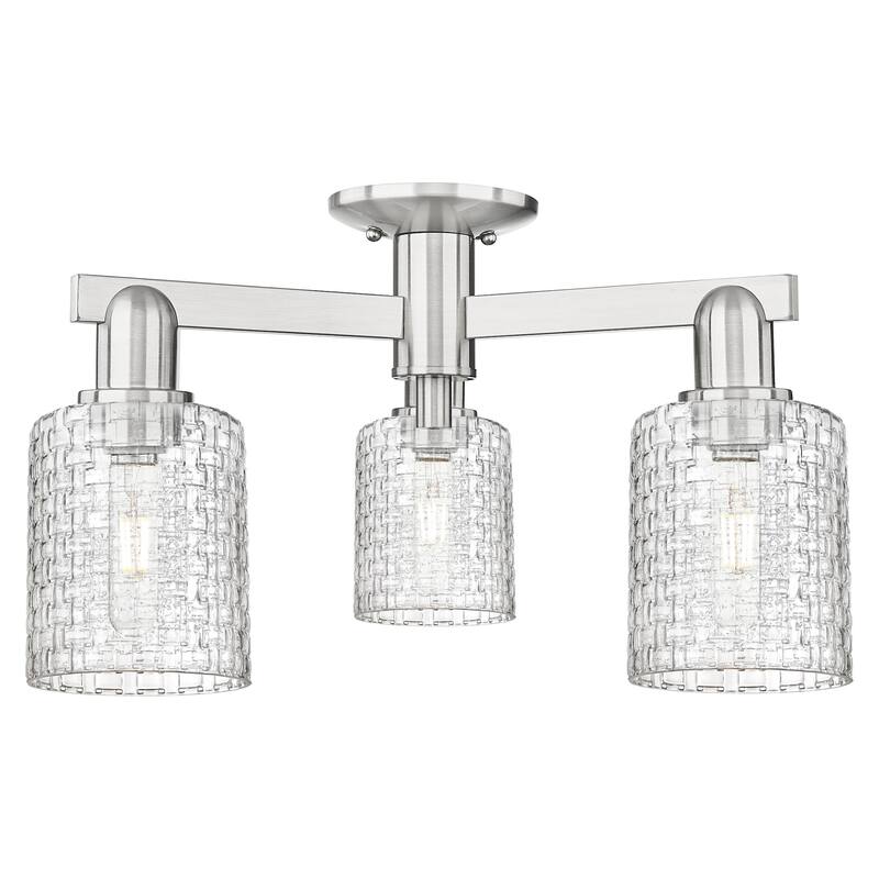 Innovations Lighting 716-3F-11-23 Cobbleskill Semi-Flush Cobbleskill 3 - Brushed Satin Nickel / Clear