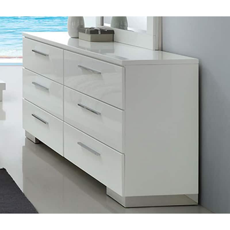 Furniture of America Ballingham Contemporary White 2-Piece 6-Drawer Dresser and Mirror Set