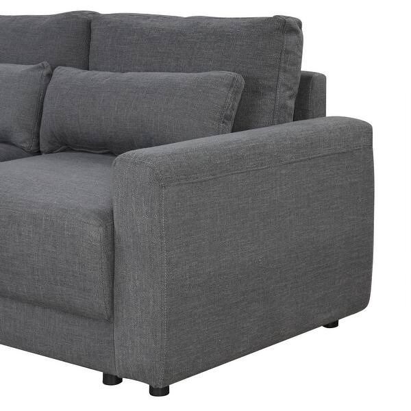 Lshaped Modular Sectional Sofa with Removable Back Cushions and 3