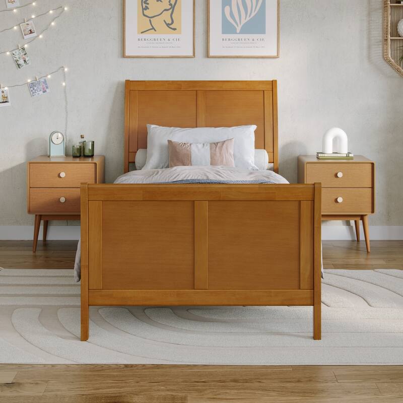 AFI, Portland Solid Wood Low Profile Platform Bed with Matching Footboard