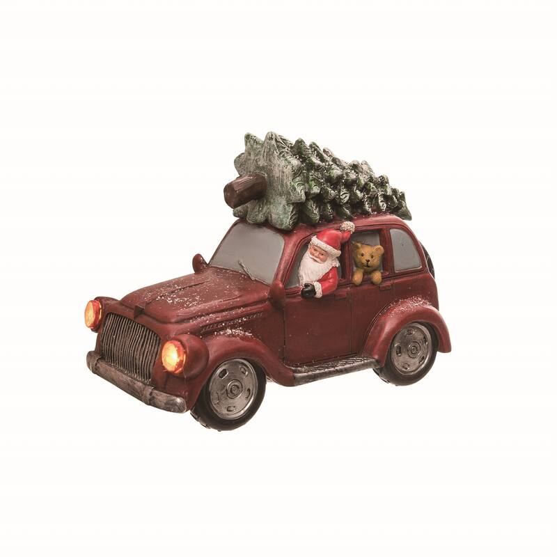 Transpac Resin 8.75 in. Multicolor Christmas Light Up Transportation Santa Figurine - Mutlicolor