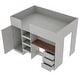 preview thumbnail 6 of 10, Wood Full Size Loft Bed with Built-in Wardrobe and Storage Shelves, Kids Bed Frame with 3-drawers Desk and Drawers, Grey