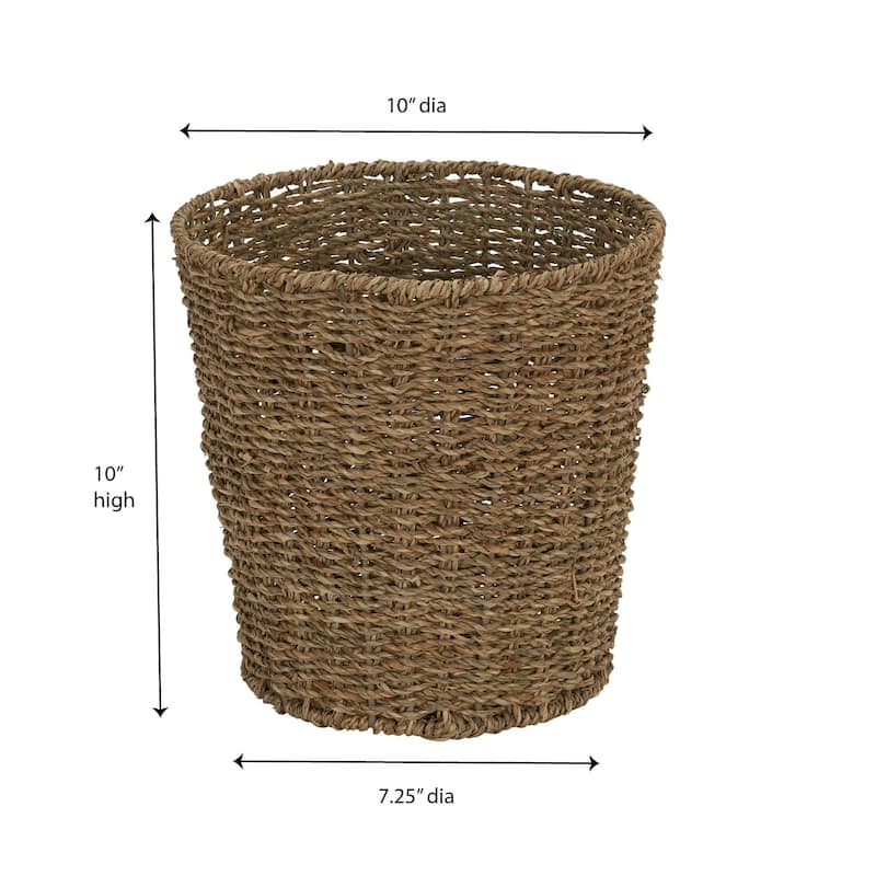 Household Essentials Handwoven Seagrass Wicker Waste Basket - Brown
