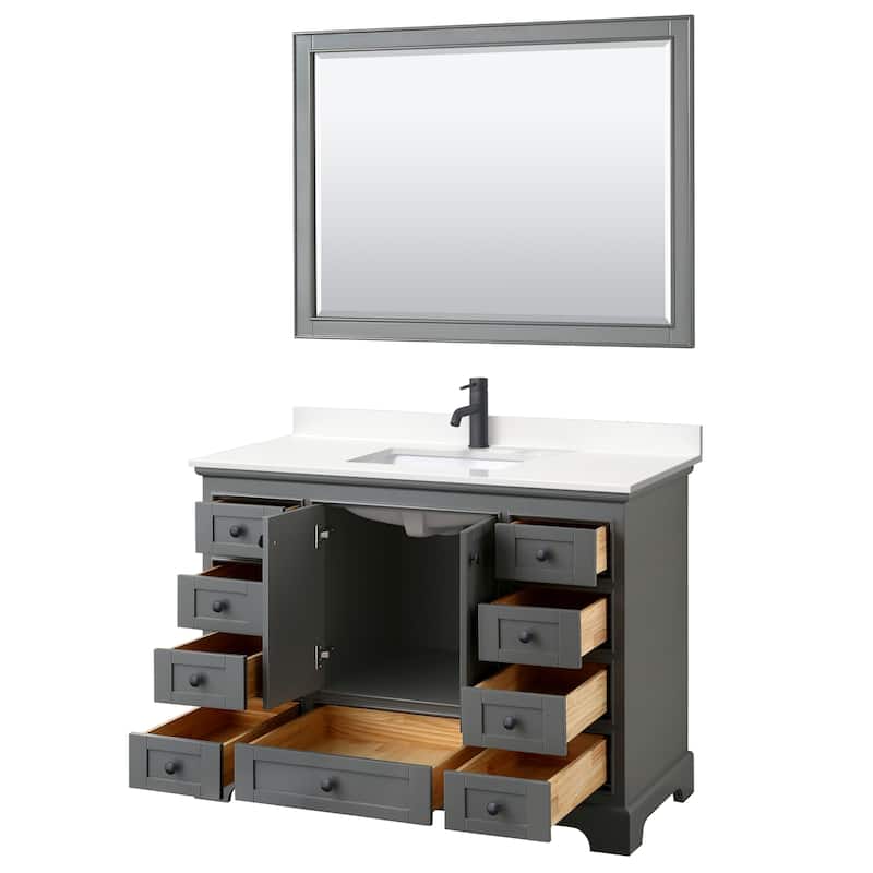 Deborah 48-inch Single Vanity, Quartz Top, 46-inch Mirror