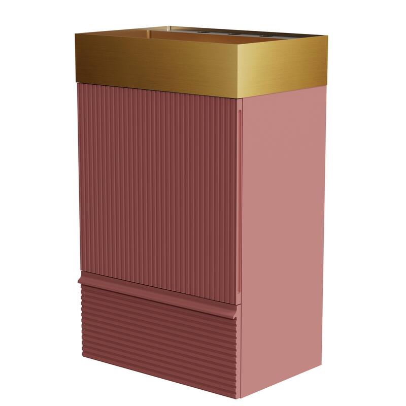 20" Striped Christmas Bathroom Vanity With Stainless Steel Bathroom Sink, Freestanding Bathroom Cabinet