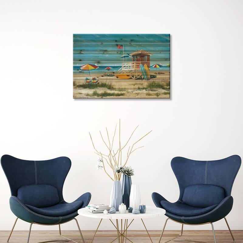 Beach Colors Print On Wood by John Rossini - Multi-Color