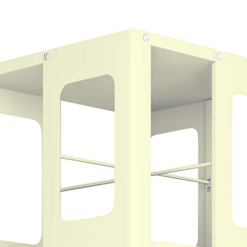 Modern 4-Tier Rotating Bookcase – 360° Swivel Wheels For Easy Mobility, Extra-Large All-Steel Construction .