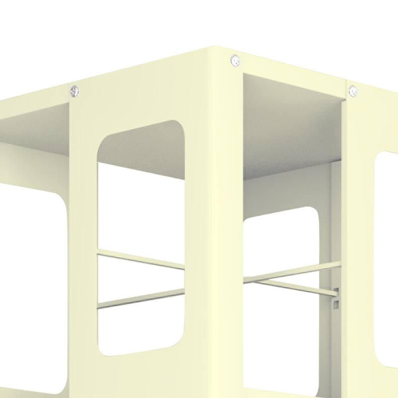 Rotating Bookshelf Tower 4 Tier All-Steel with 360° Wheels，Moveable Storage Rack Corner Bookshelf