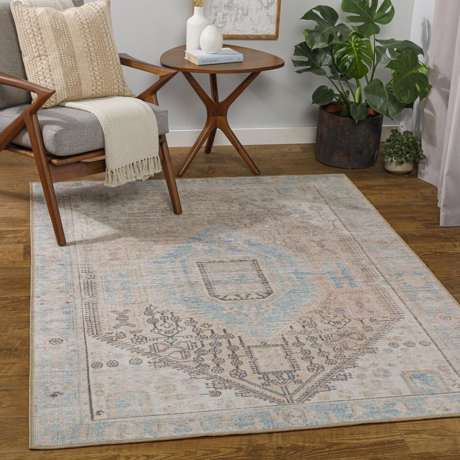 Livabliss Traditional Alanya Medallion Washable Area Rug.