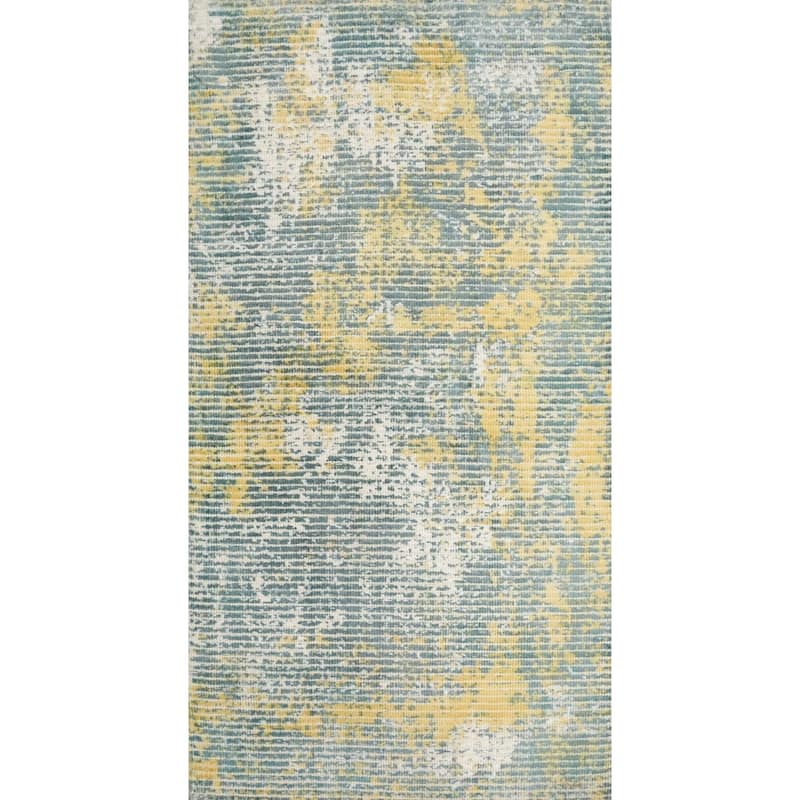 Hand Knotted Oriental Viscose Silk Carpet Modern Abstract Green Abstract Area Rug - 3' 10'' X 2' 0''
