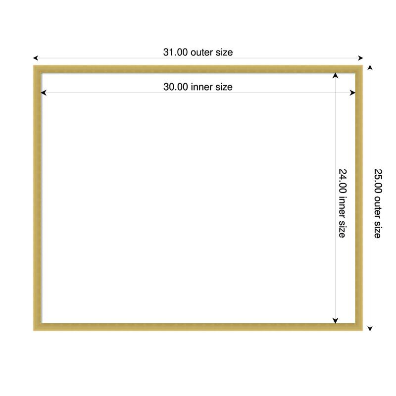 Amanti Art Svelte Clay Grey Framed Dry Erase Magnetic Board - 31 x 25 in - Svelte Polished Gold