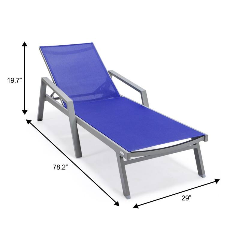 LeisureMod Set of 2 Stackable Beach Pool Sunbathing Chaise Loungers - Adjustable Outdoor Sun Lounge Chairs for Patio Backyard