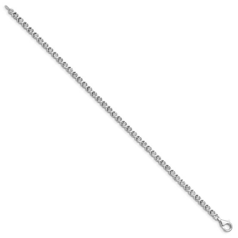 Curata 925 Sterling Silver Polished Lobster Claw Closure Diamond Tennis Bracelet